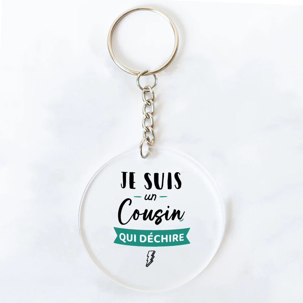 "I Am Perfect Cousin" French Print Acrylic Keychain Gift