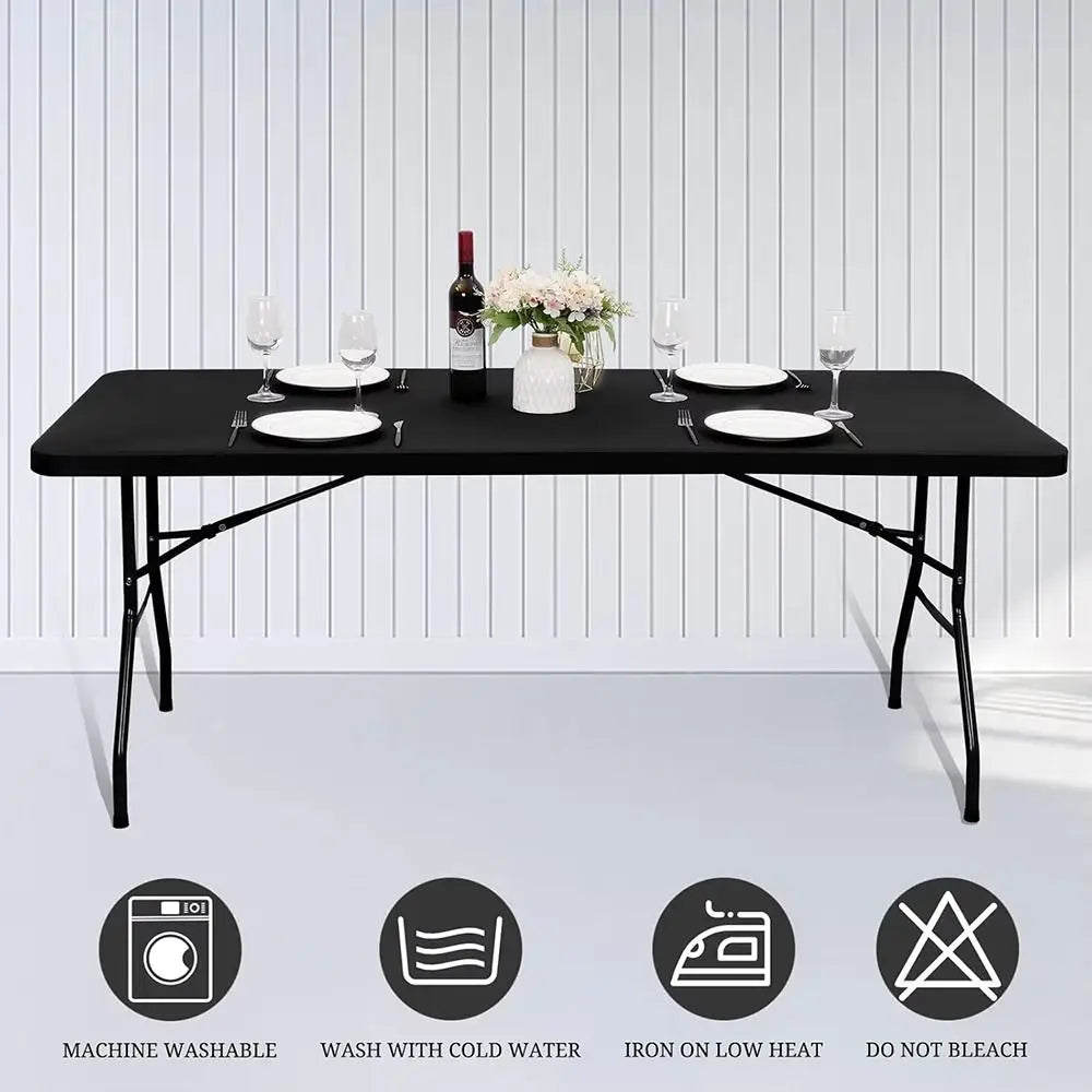Spandex Elastic Fitted 6FT Rectangular Tablecloth | Wrinkle Free