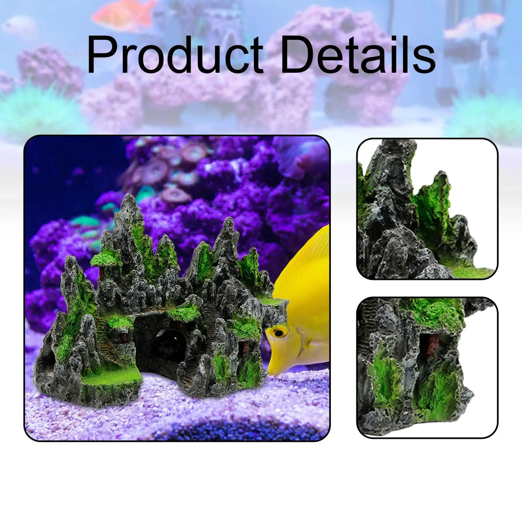 Resin Aquarium Rockery Cave Hideaway Stone Fish Tank Ornament