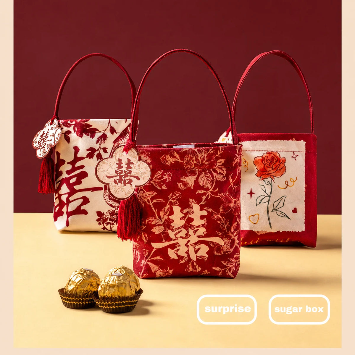 Chinese Velvet Candy Gift Pouch | Wedding & Party Favor Bag