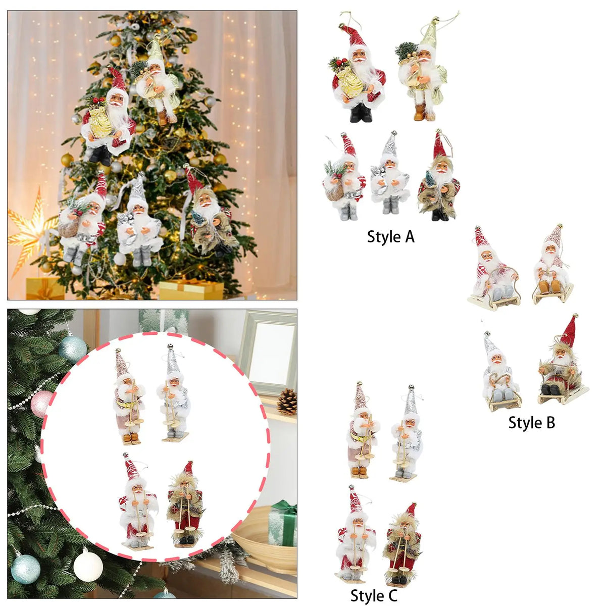 Santa Claus Hanging Pendants – Christmas Tree Ornaments Set