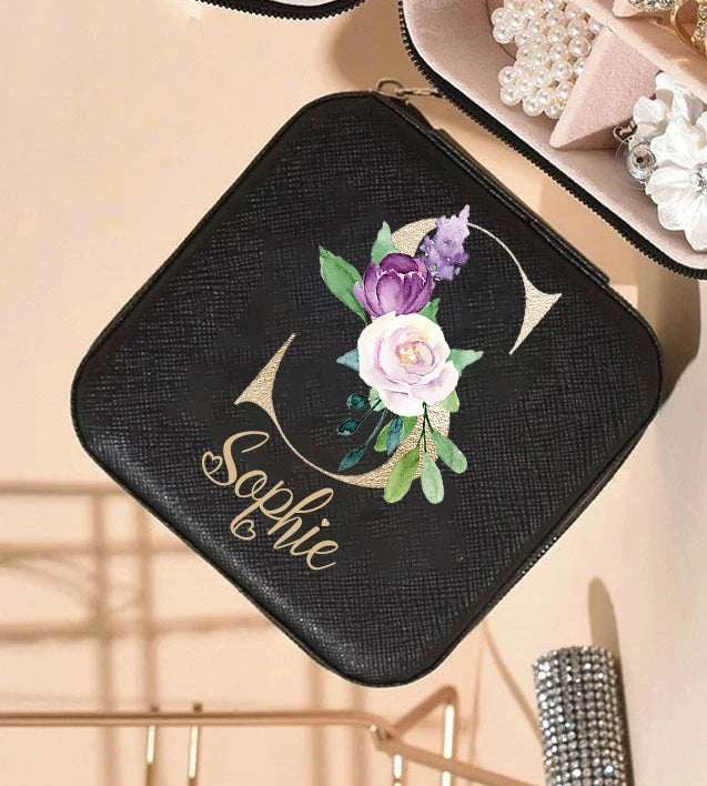 Personalized Leather Jewelry Box – Custom Name Gift for Her