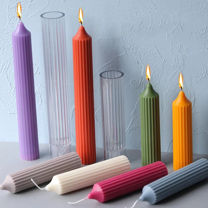 Vertical Stripe Acrylic Candle Mold | DIY Long Pole Pillar Mold