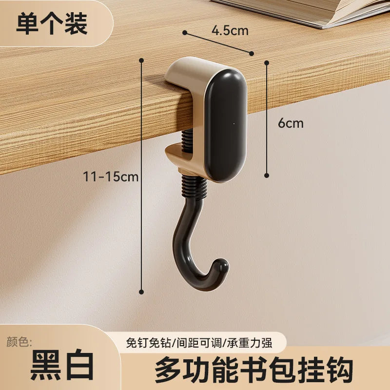 Adjustable Clamp-On Desk Bag Hook – No-Drill Rotating Hanger