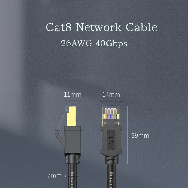 OULLX CAT8 Ethernet Cable 40Gbps 26AWG Pure Copper LAN Cord