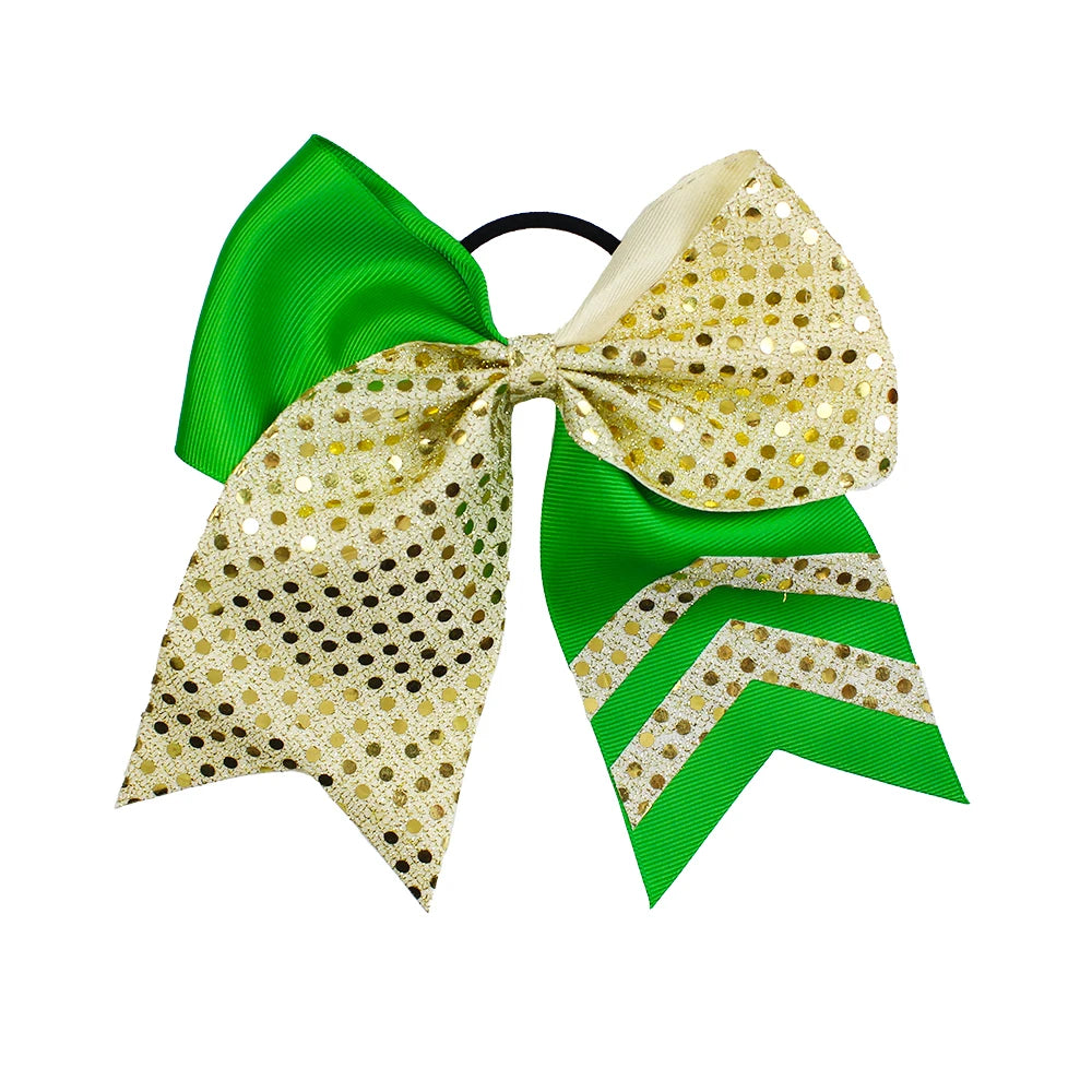 20-Pack 8" Glitter Cheer Bow Ponytail Hairbands | Handmade