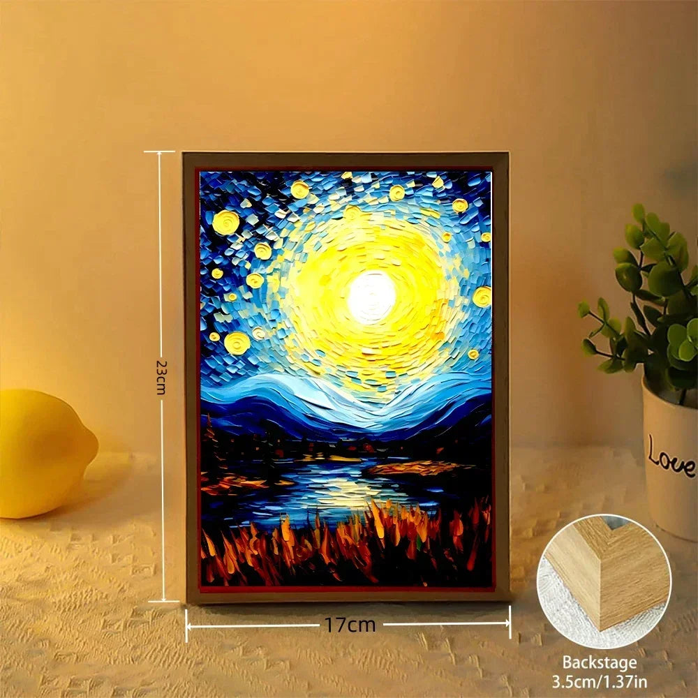 Van Gogh Starry Sky LED Light Painting – Wall Art Night Lamp