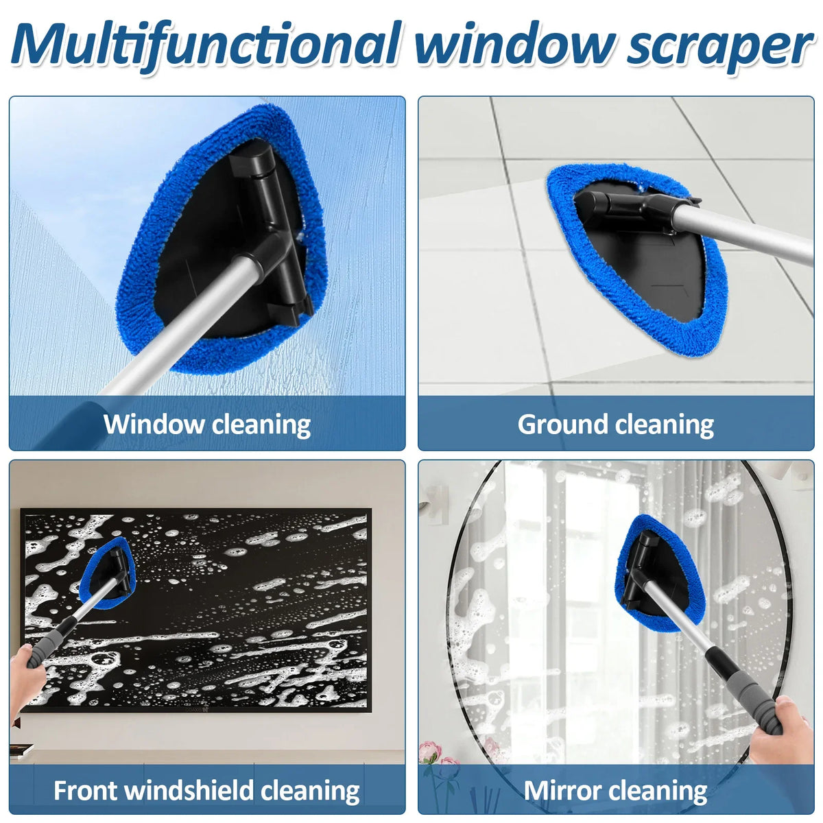 Car Windshield Cleaner – 18.5" Adjustable Handle & 180° Rotating Head