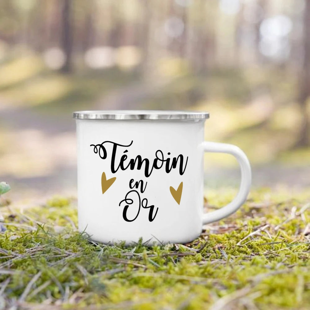 Wedding Witness Enamel Mug – Bridesmaid & Best Man Gift