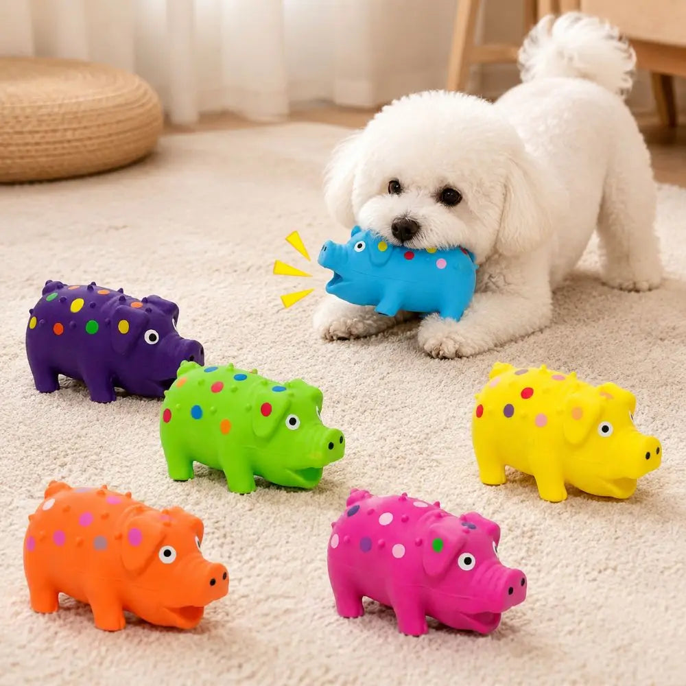 Squeaky Pig Dog Toy – 4" Soft Latex Chew Toy for Dogs