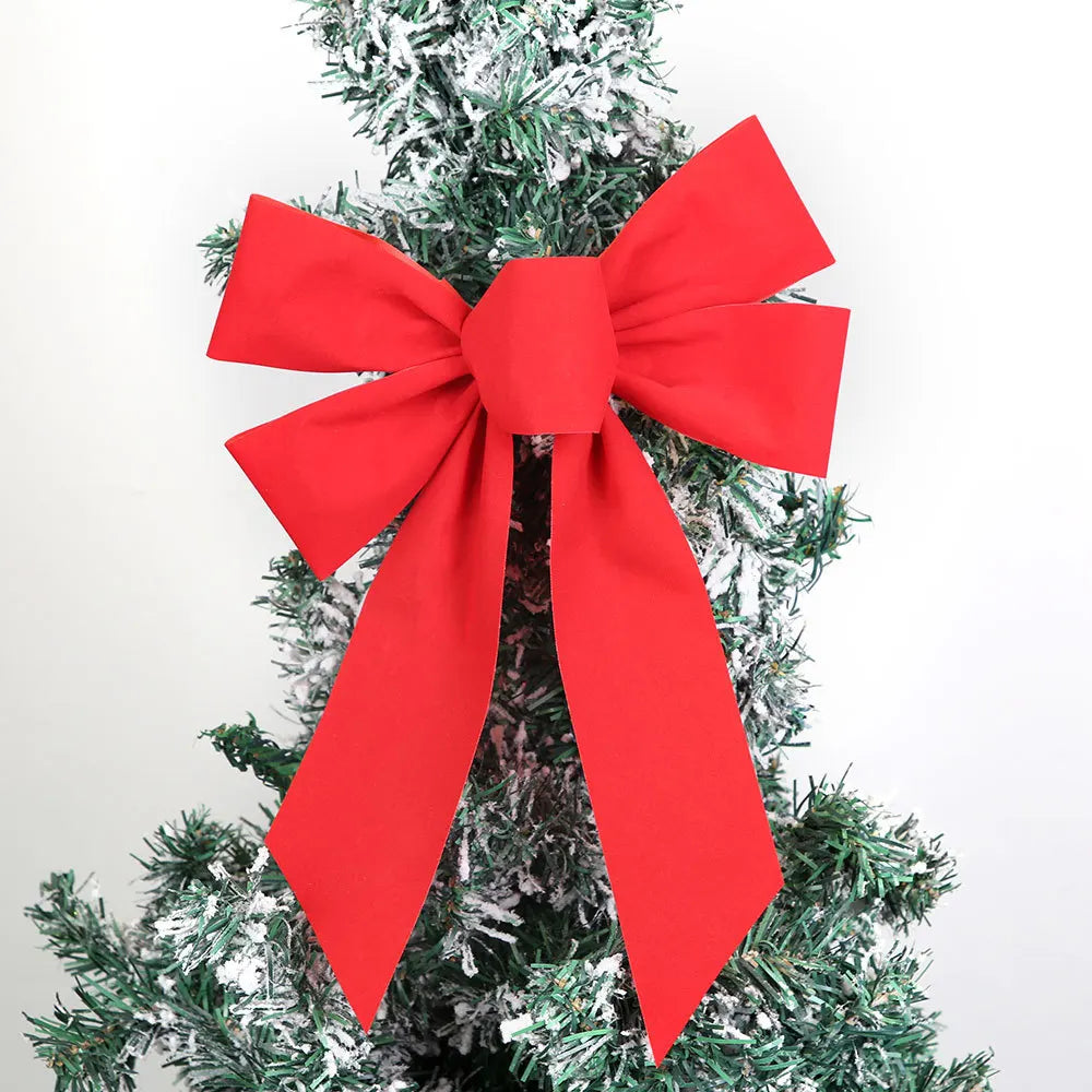 Red Velvet Christmas Bow Ornament – Handmade Flocking Décor