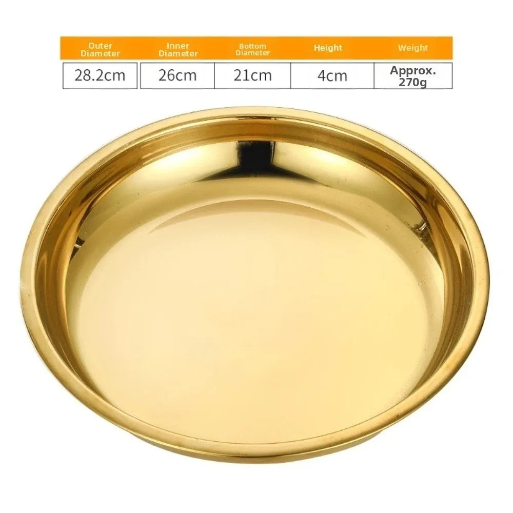 Stainless Steel Round Shallow Tray | Rustproof Camping Plate