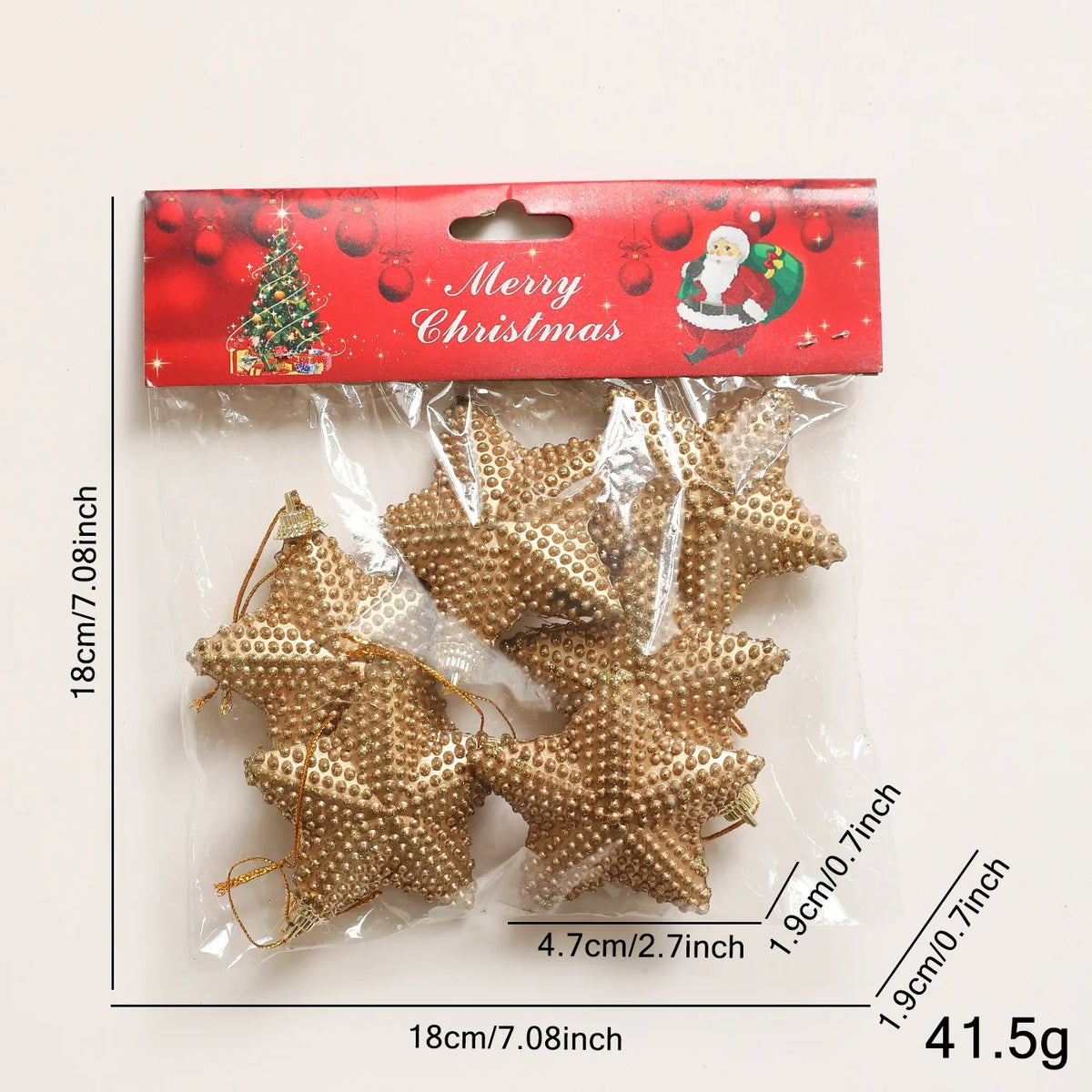 Retro Gold Glitter Christmas Pine Cone & Star Ornaments