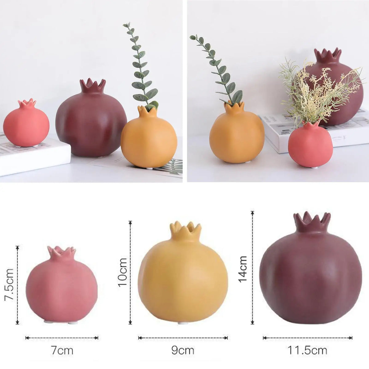 Handmade Ceramic Pomegranate Vase | Porcelain Home Décor