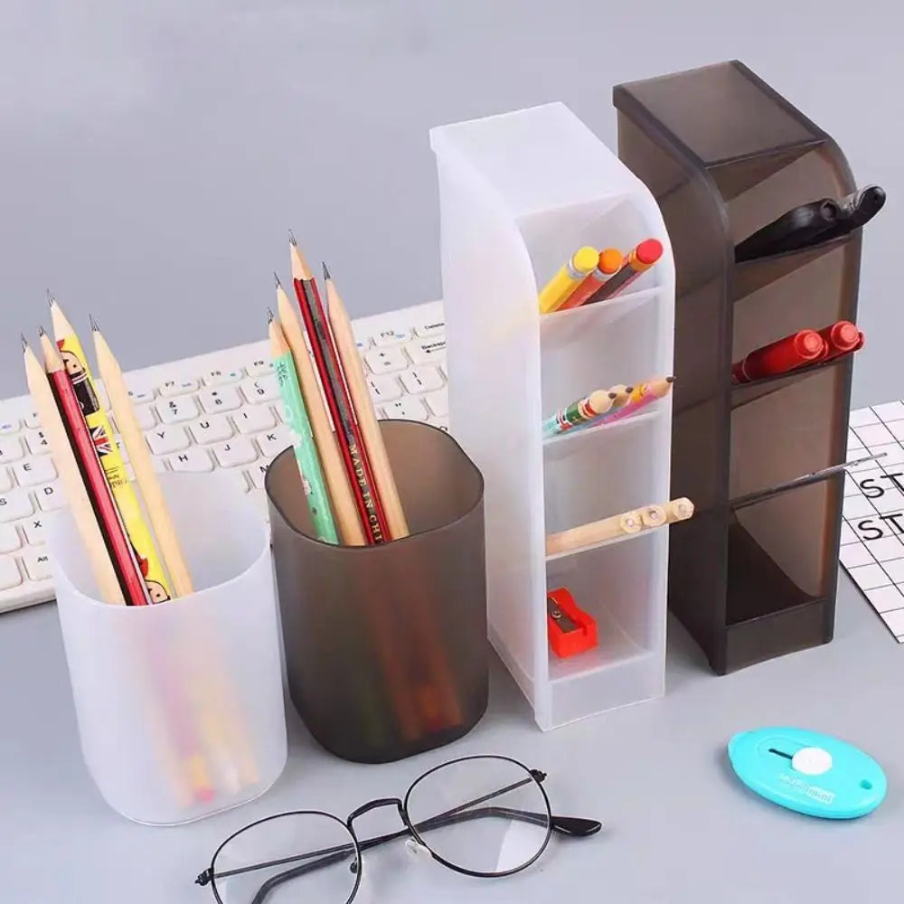 Frosted Plastic Pen Holder & Desktop Organizer – 3 Sizes