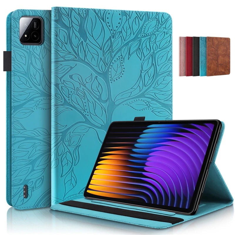 Xiaomi Pad 7 Case 11.2" Embossed Tree Flip Wallet Stand Cover