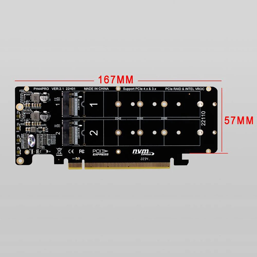 PCIe X16 to M.2 NVMe Converter – 4-Slot RAID Expansion Card
