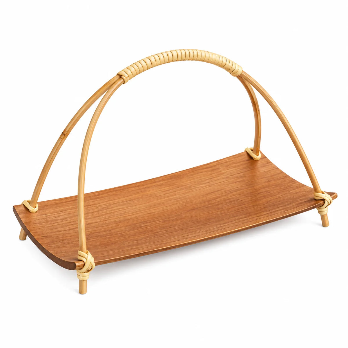 Bamboo Tea Snack Serving Tray with Handle – Handmade