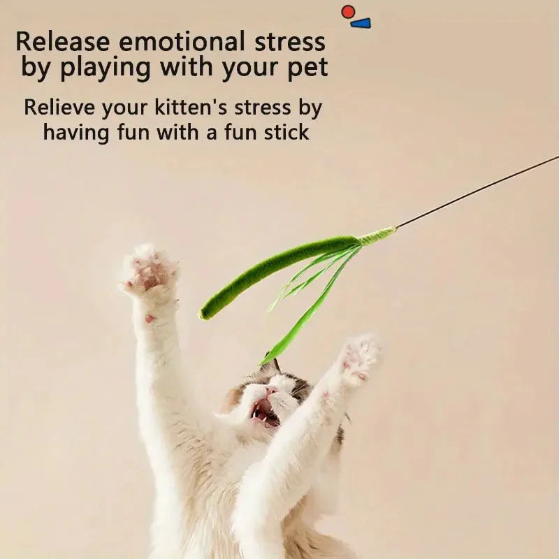 Cat Teaser Wand Set – Feather & Bell Interactive Cat Toy