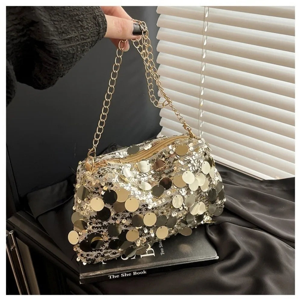 Sequin Shoulder Bag – Lightweight Chain Crossbody Evening Bag