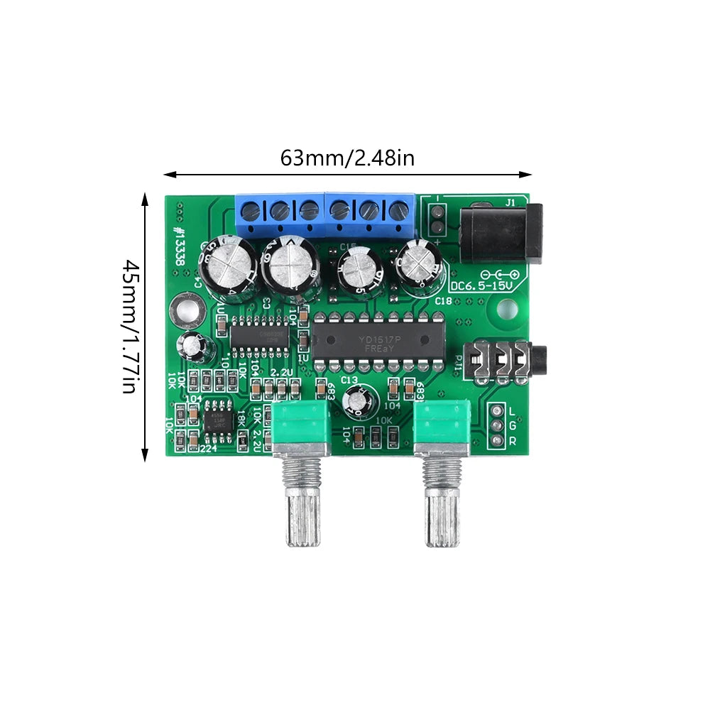 2.1-Channel Class D Mini Amplifier Board 6W+6W+25W Subwoofer