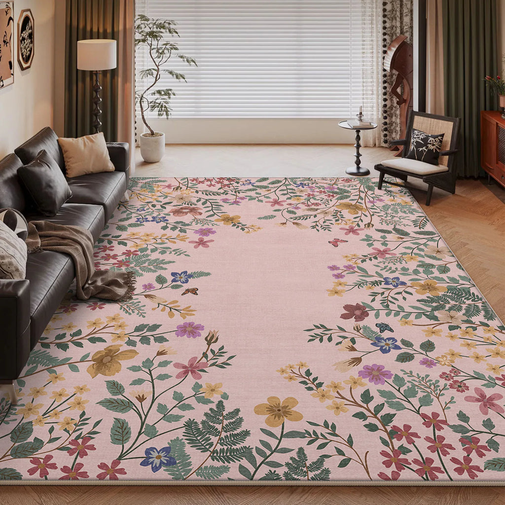 Floral Area Rug – Non-Slip Machine Washable Bedroom Mat