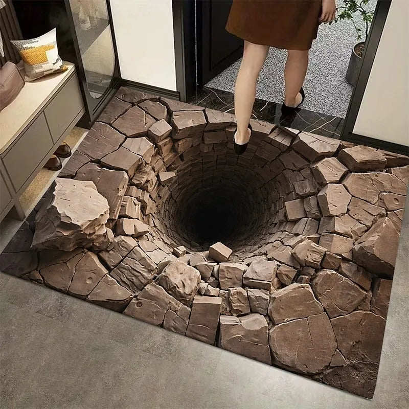 3D Optical Illusion Doormat – Cracked Stone Welcome Mat