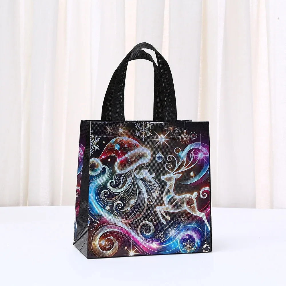 Christmas Non-Woven Tote Bag – Cartoon Santa Gift Bag