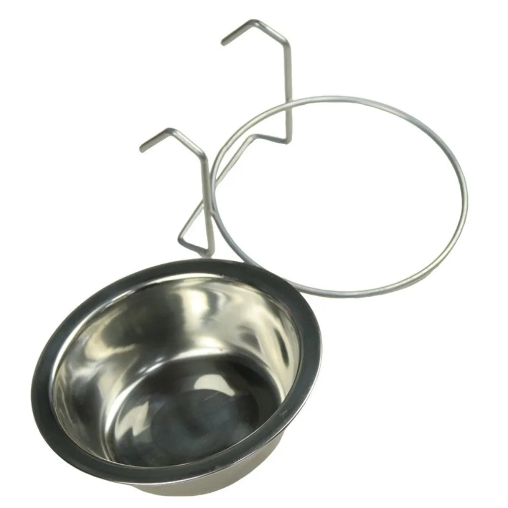 Stainless Steel Hang-On Pet Bowl – Dog & Cat Cage Cup