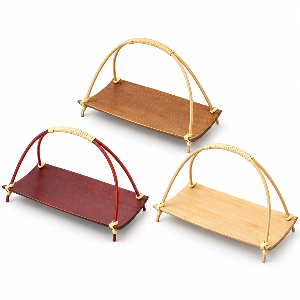 Bamboo Tea Snack Serving Tray with Handle – Handmade