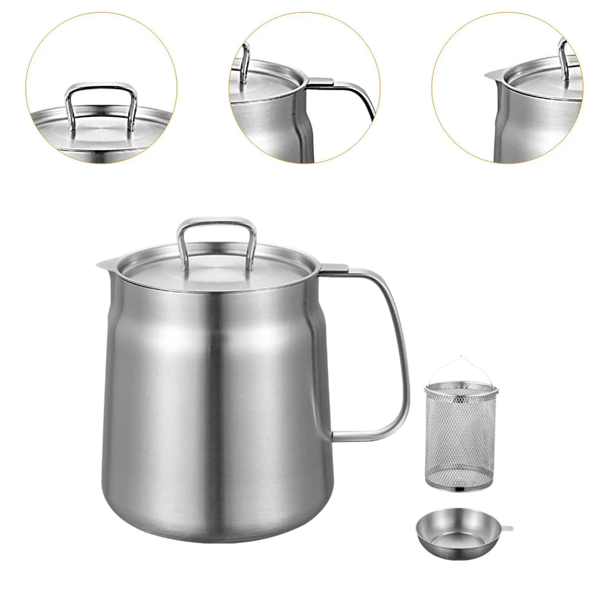 Stainless Steel Deep Fryer Pot with Basket, Lid & Strainer