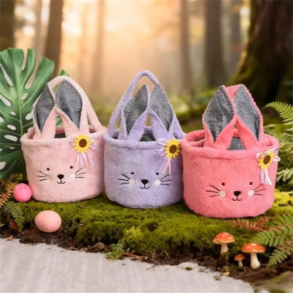 Cute Plush Easter Basket with Handle – Candy & Gift Bag