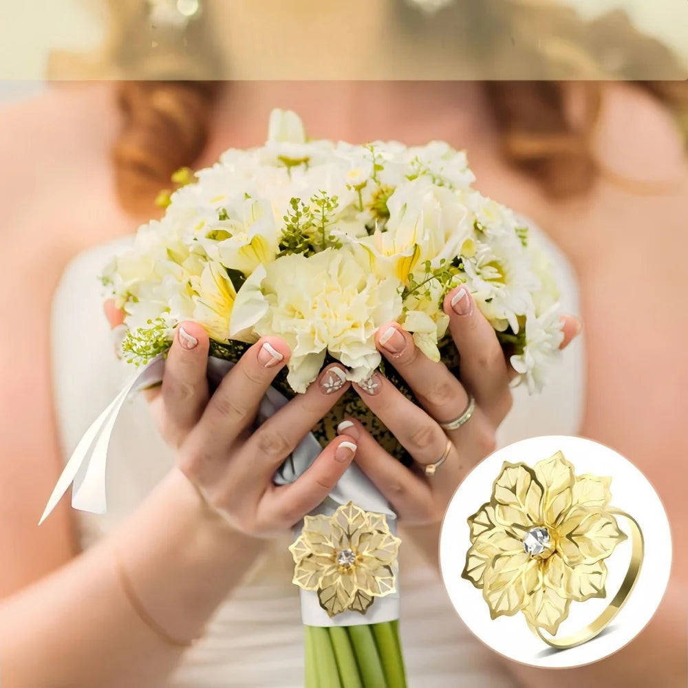 Rhinestone Rose Metal Napkin Rings – Wedding & Party Decor
