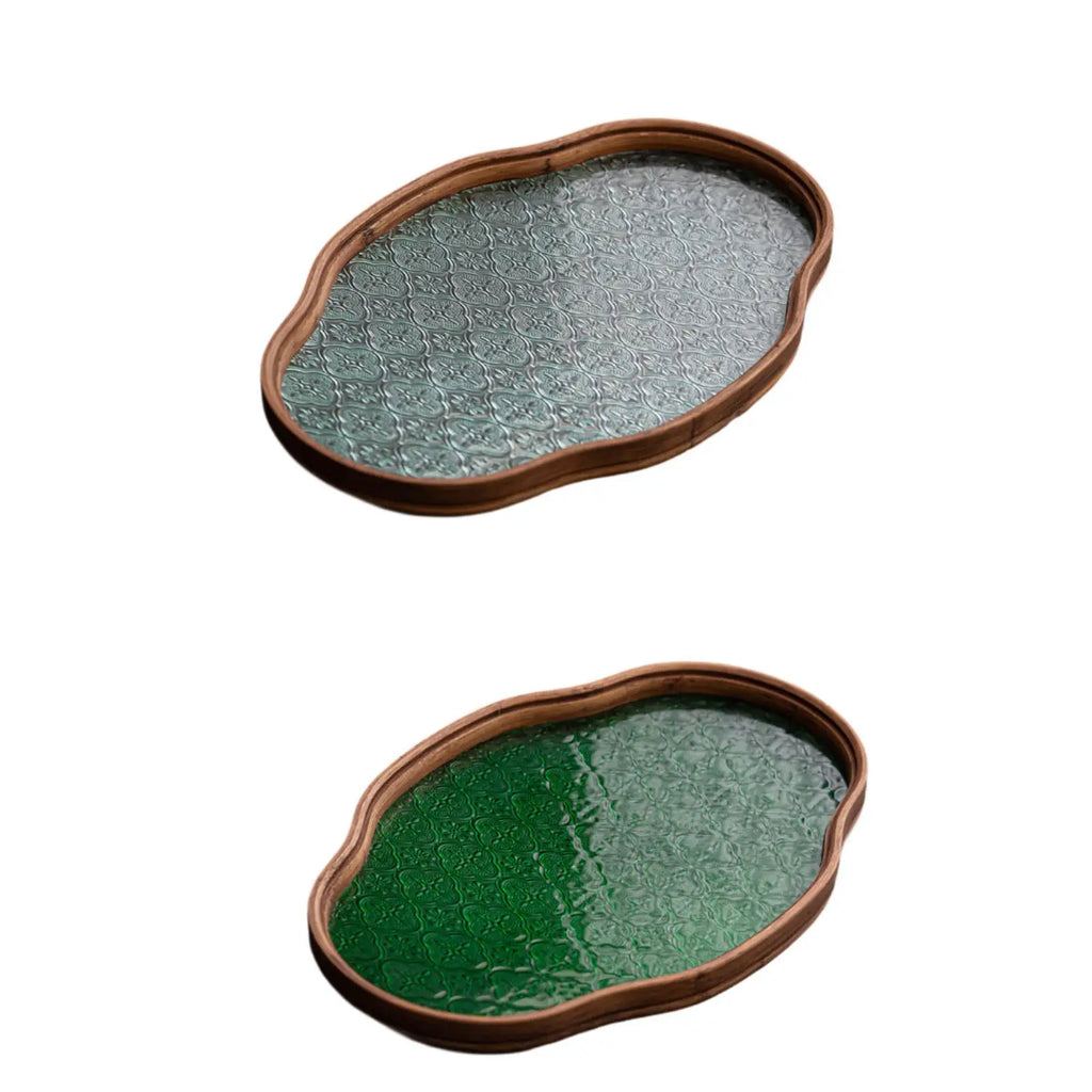 Kesoto Begonia Wood & Glass Serving Tray | Japanese Style