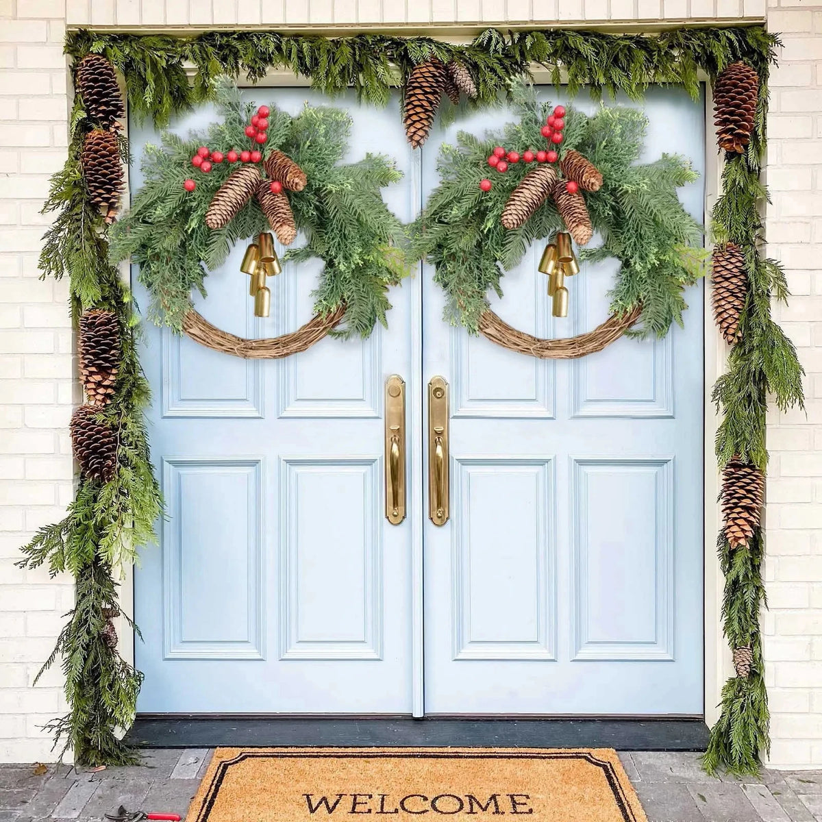 Boho Christmas Wreath – Handcrafted Holiday Door Decoration