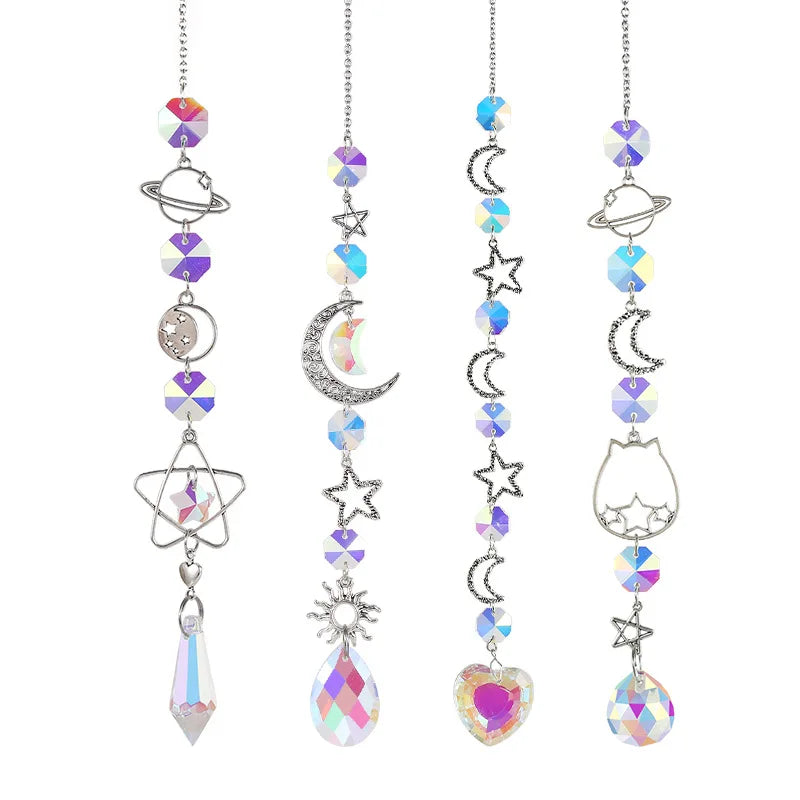 Crystal Sun Catcher Planet Galaxy Star Moon Pendant Decor