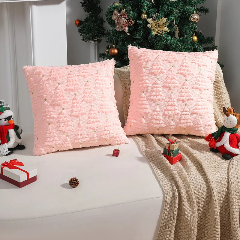VIKAMA 3D Fluffy Christmas Tree Throw Pillow Cover | Xmas Decor