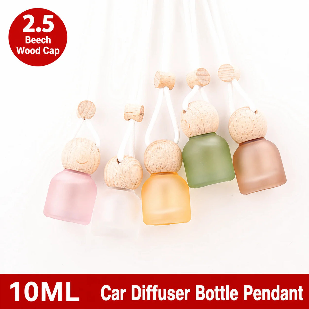 Minimalist Hanging Glass Car Diffuser Bottle | Beech Wood Cap