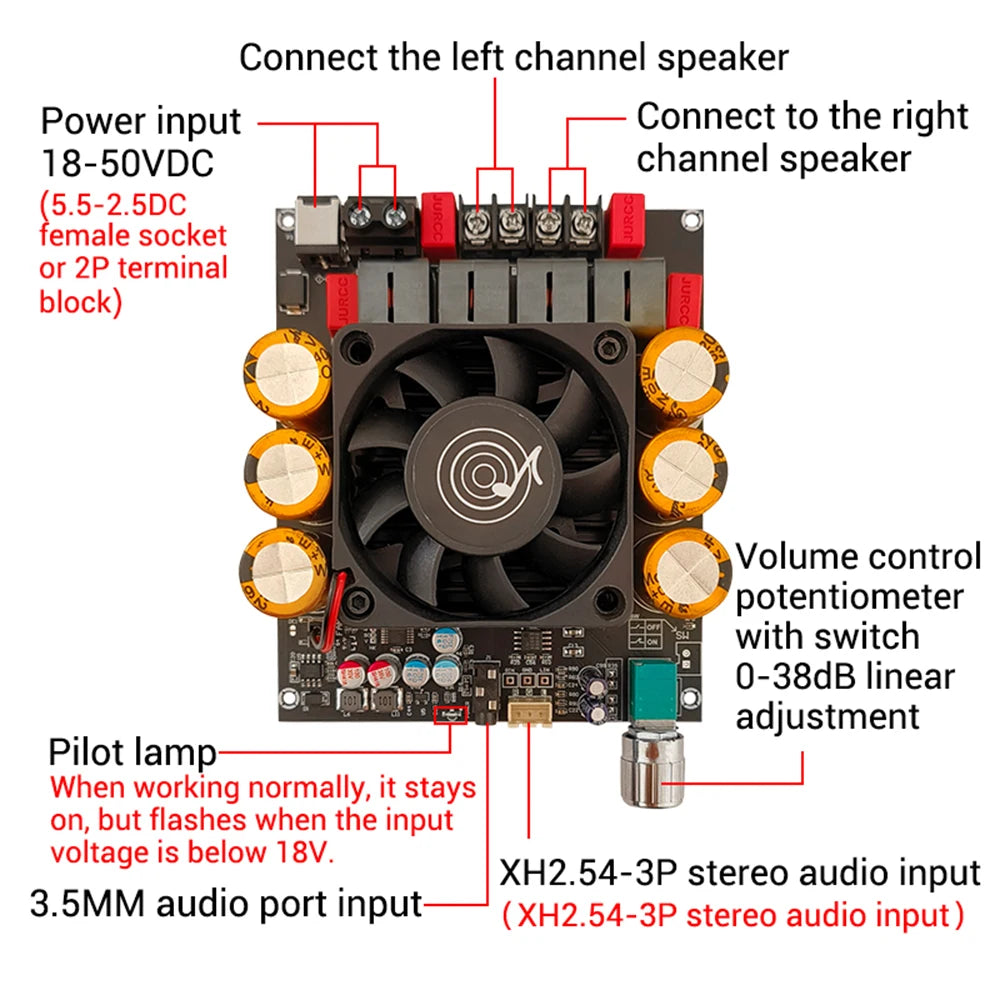 ZK-6002 600W+600W TPA3255 Stereo Power Amplifier Board