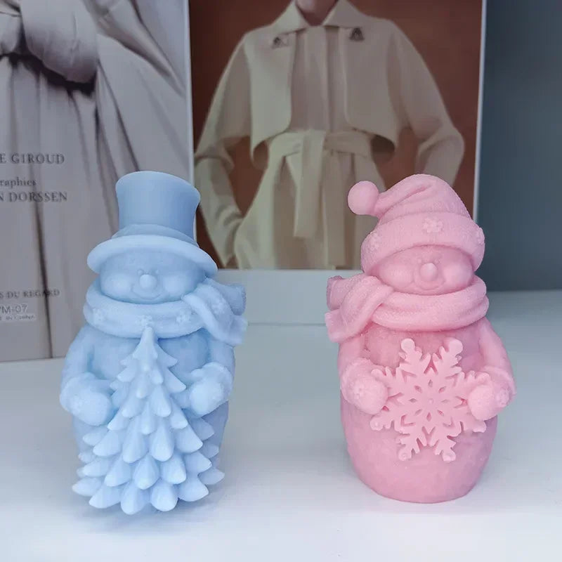 3D Santa & Snowman Silicone Candle Mold | Christmas Craft
