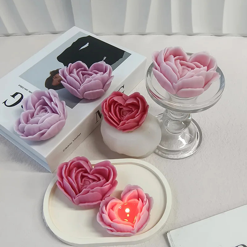 3D Flower Silicone Mold – Rose Peony Candle Soap Baking