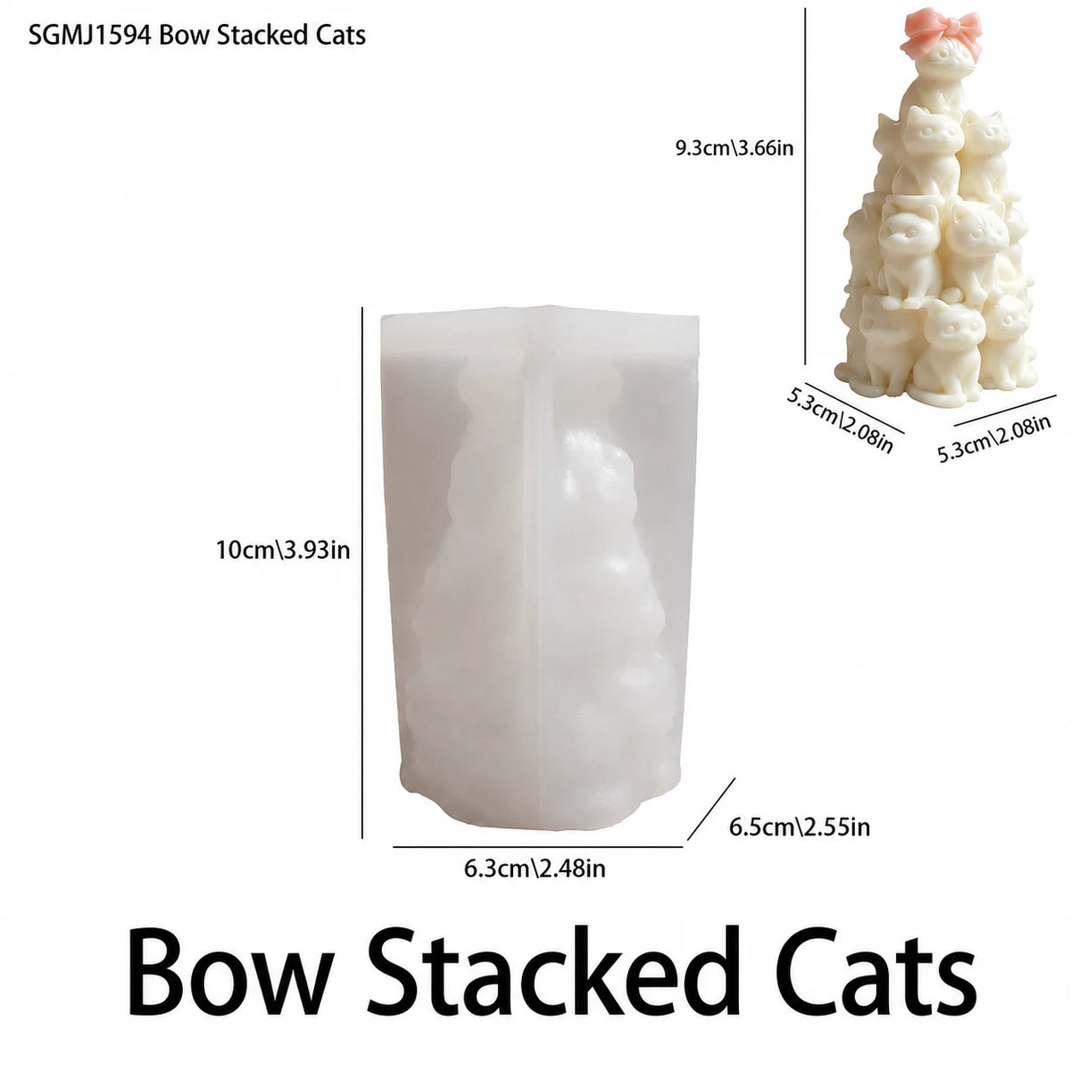 3D Stacked Cats Tower Silicone Mold – DIY Candle & Plaster