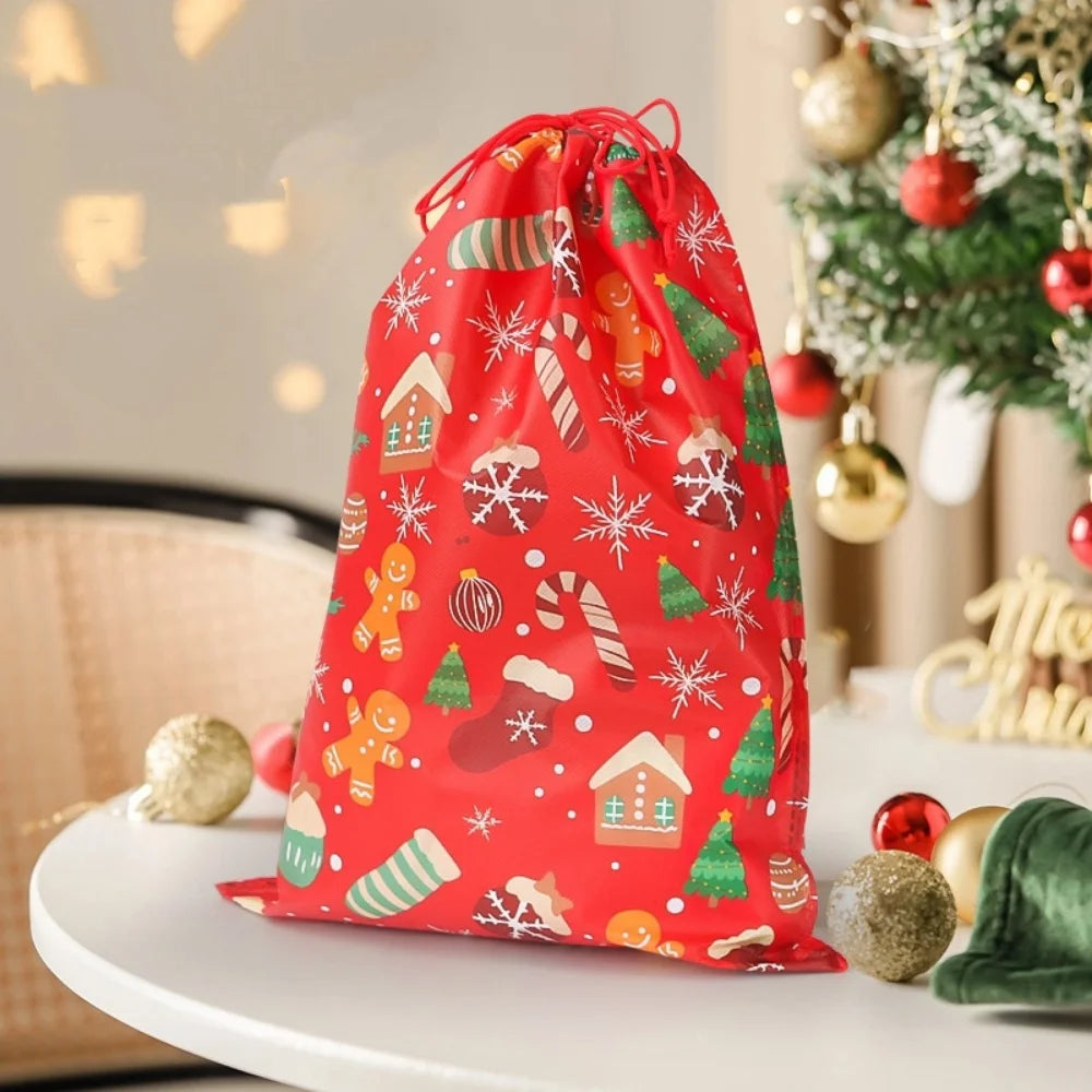 Reusable Christmas Drawstring Gift Bag | Non-Woven Xmas Party