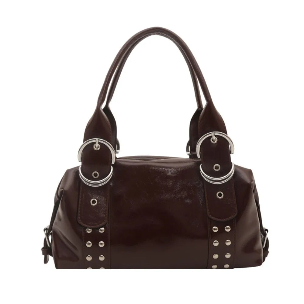 Y2K PU Leather Rivet Shoulder Bag – Women's Fashion Tote