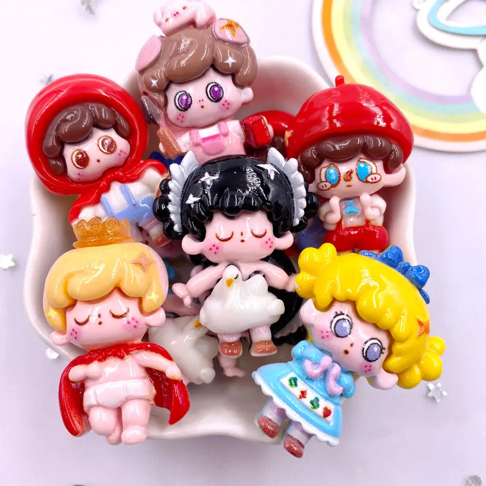 Resin Kawaii Princess & Prince Flatback Figurines – 6PC Craft