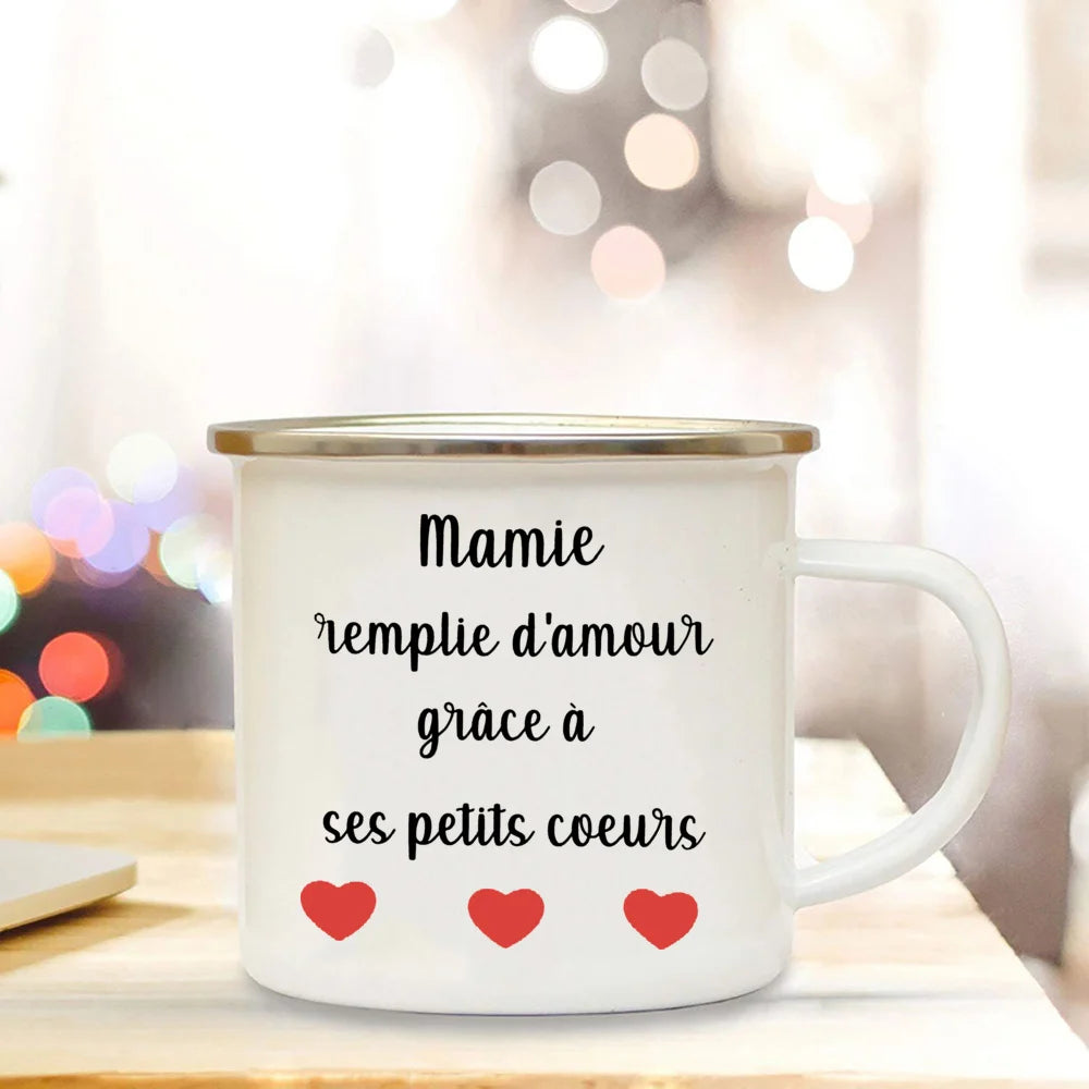 Super Mamie I Love You Enamel Mug | Grandmother Gift Mug