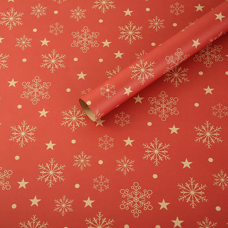 Christmas Vintage Kraft Wrapping Paper – Tree & Snowflake