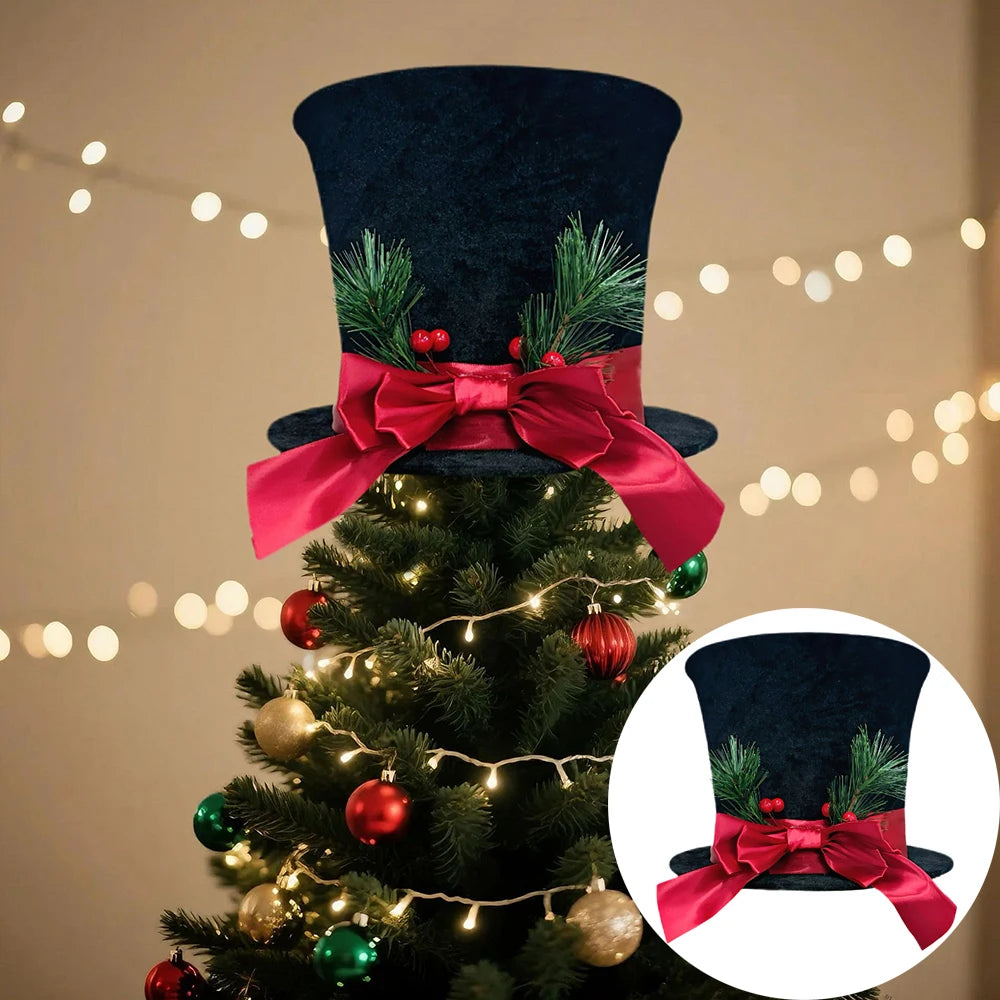 Christmas Tree Top Hat Topper – Striped Polyester Ornament