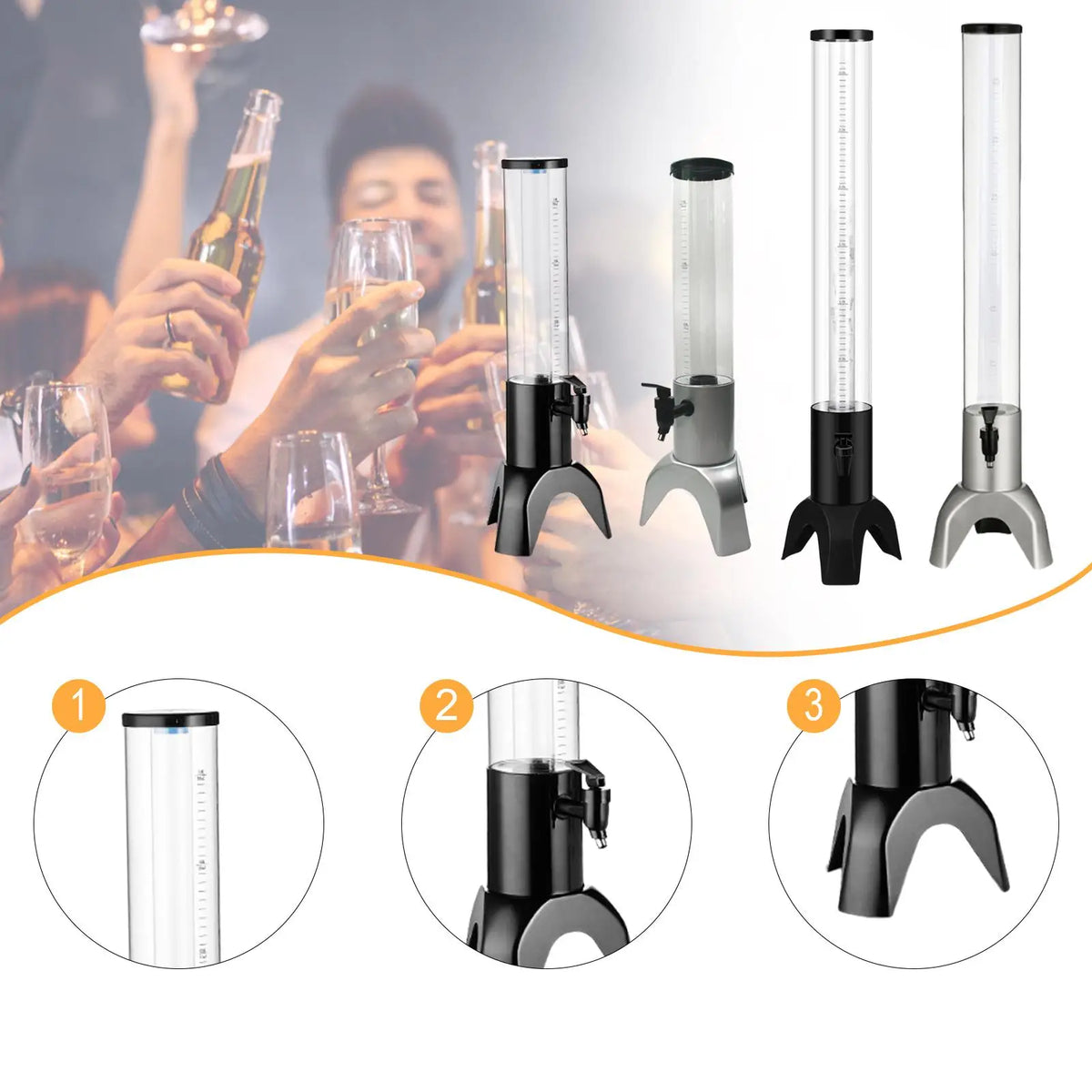 Kesoto Tabletop Drink Dispenser Tower with Scale – 1.5L & 3L