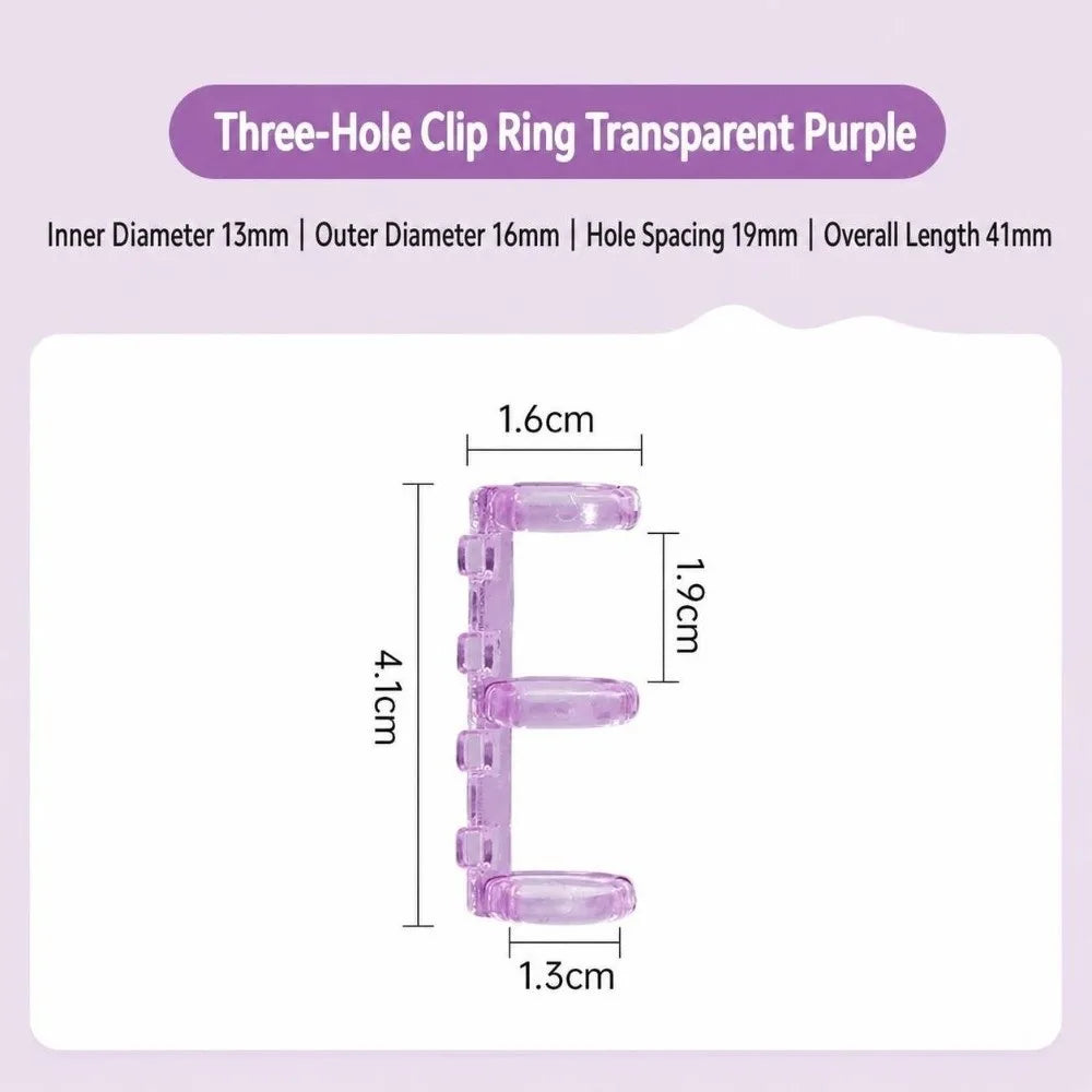 Transparent 3-Hole Plastic Loose Leaf Binder Rings – 7 Colors